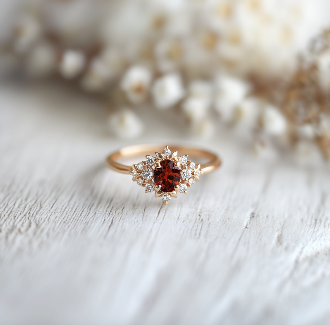 Eleonora’s Velvet | 1.5CT Ruby Halo Solitaire Vintage Engagement Ring