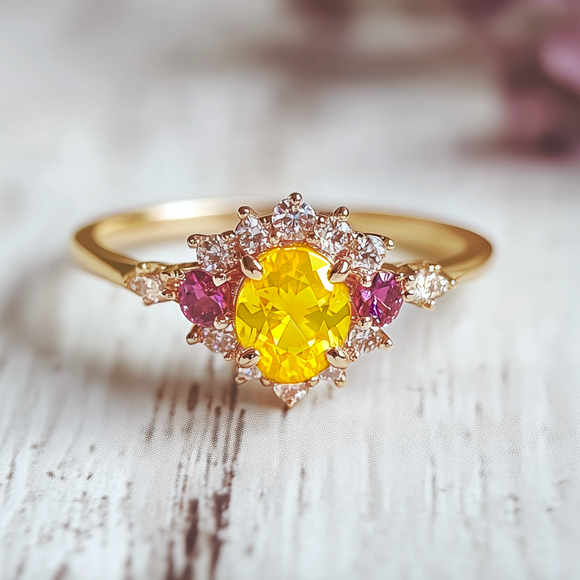 Sophie's Aura | Oval Cut Natural Yellow Sapphire Engagement Ring