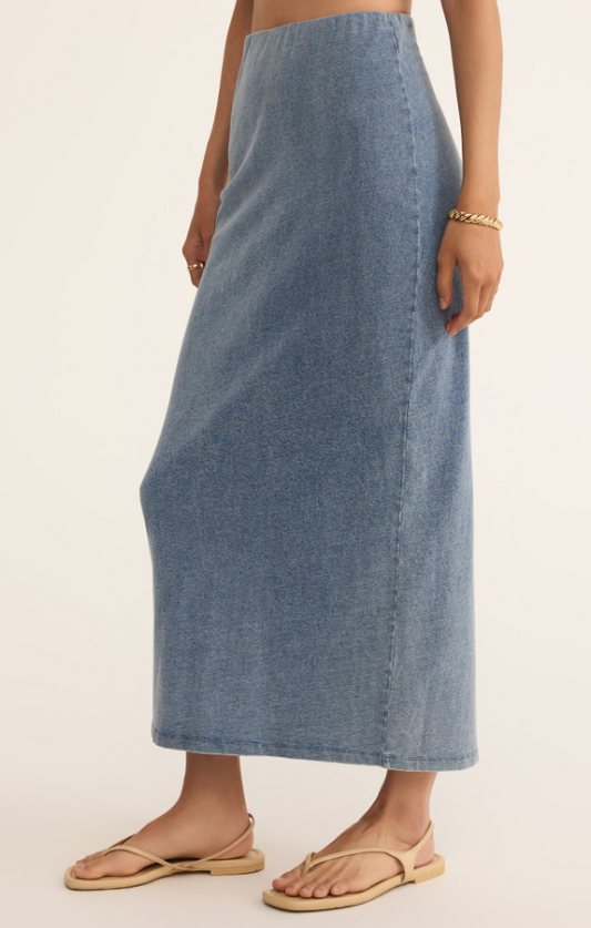 Z Supply Gail Jersey Denim Midi Skirt