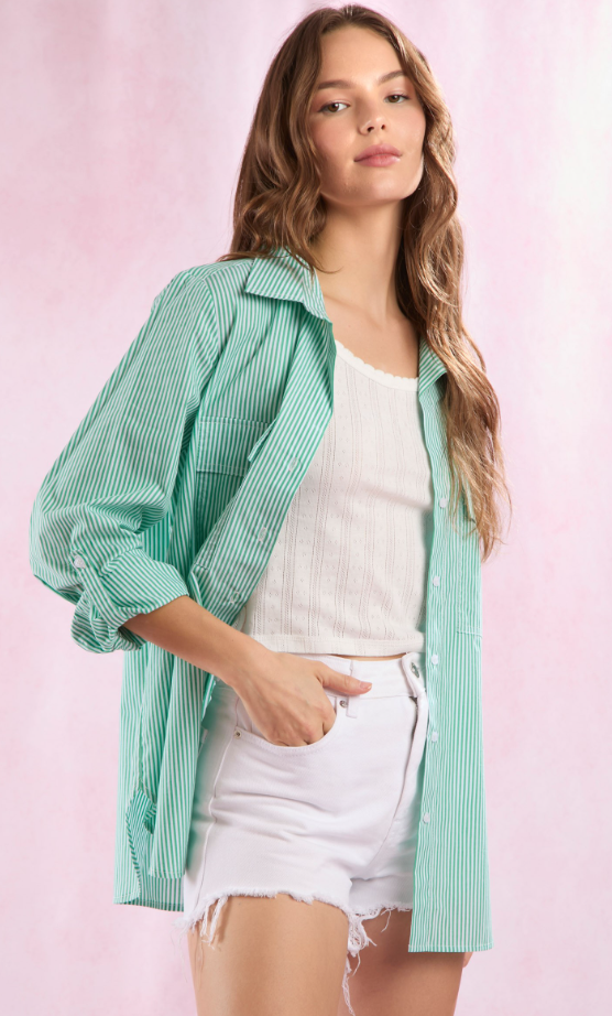 Elle Striped Button Up