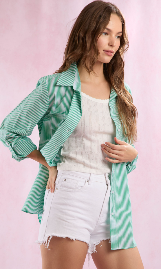 Elle Striped Button Up