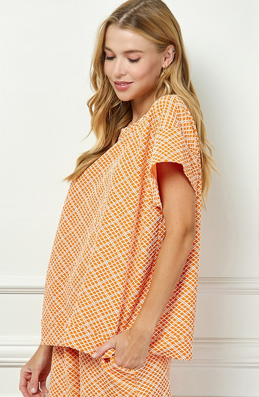 Reagan Textured Short Sleeve Top