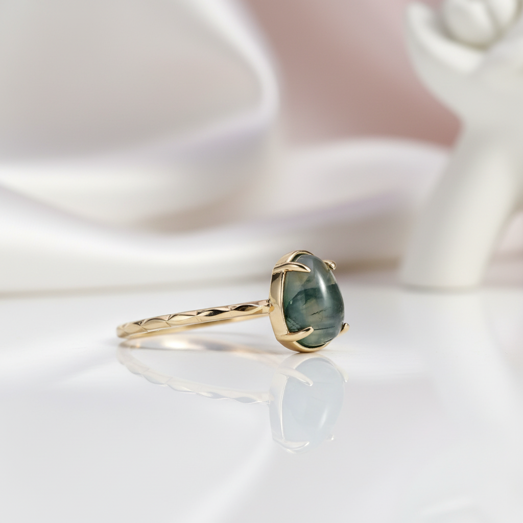 Natural Moss Agate Vintage Ring