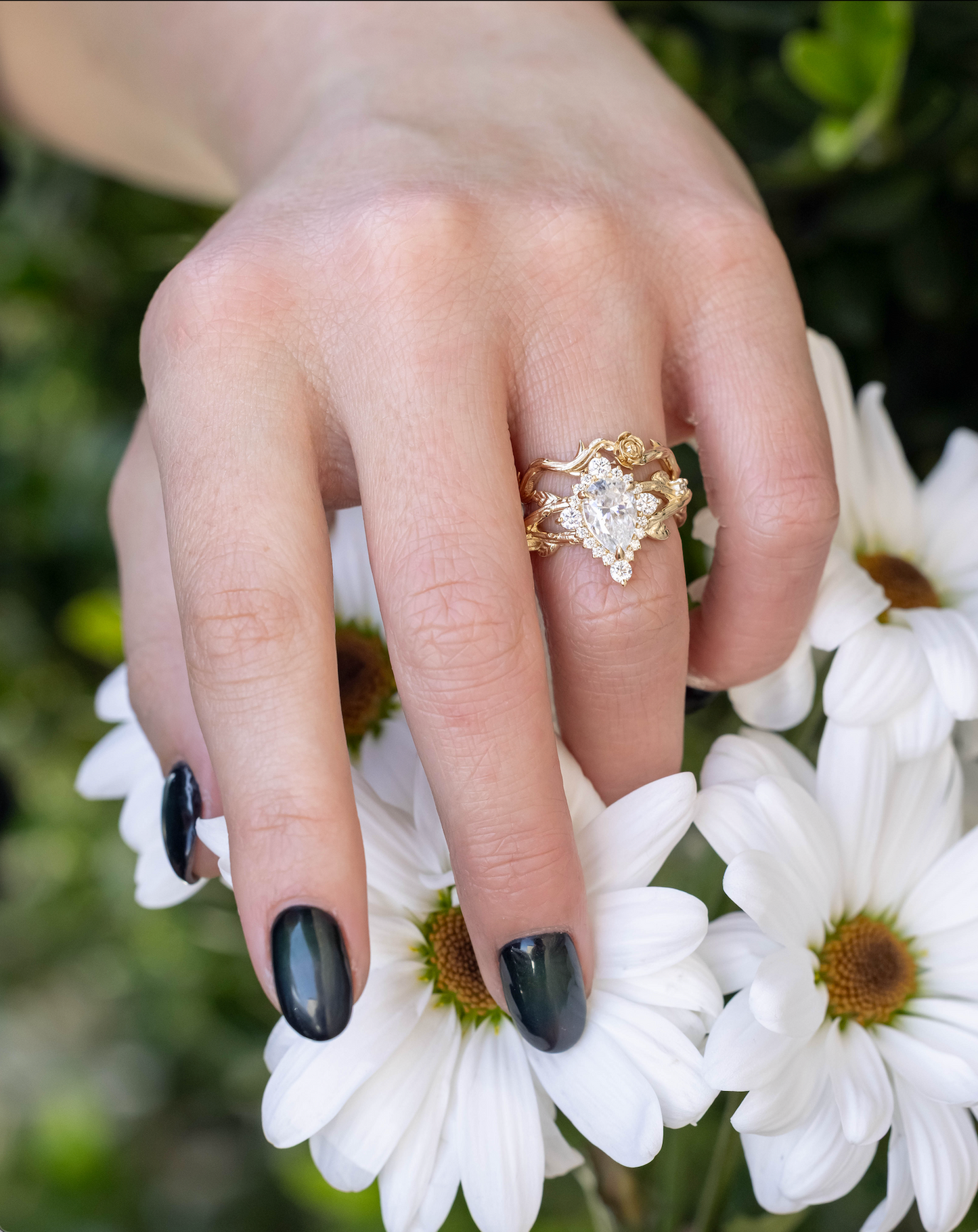 "Artemis On The Vine Divine" - Moissanite Engagement Ring With Diamond Accents & A Branch-Style Band