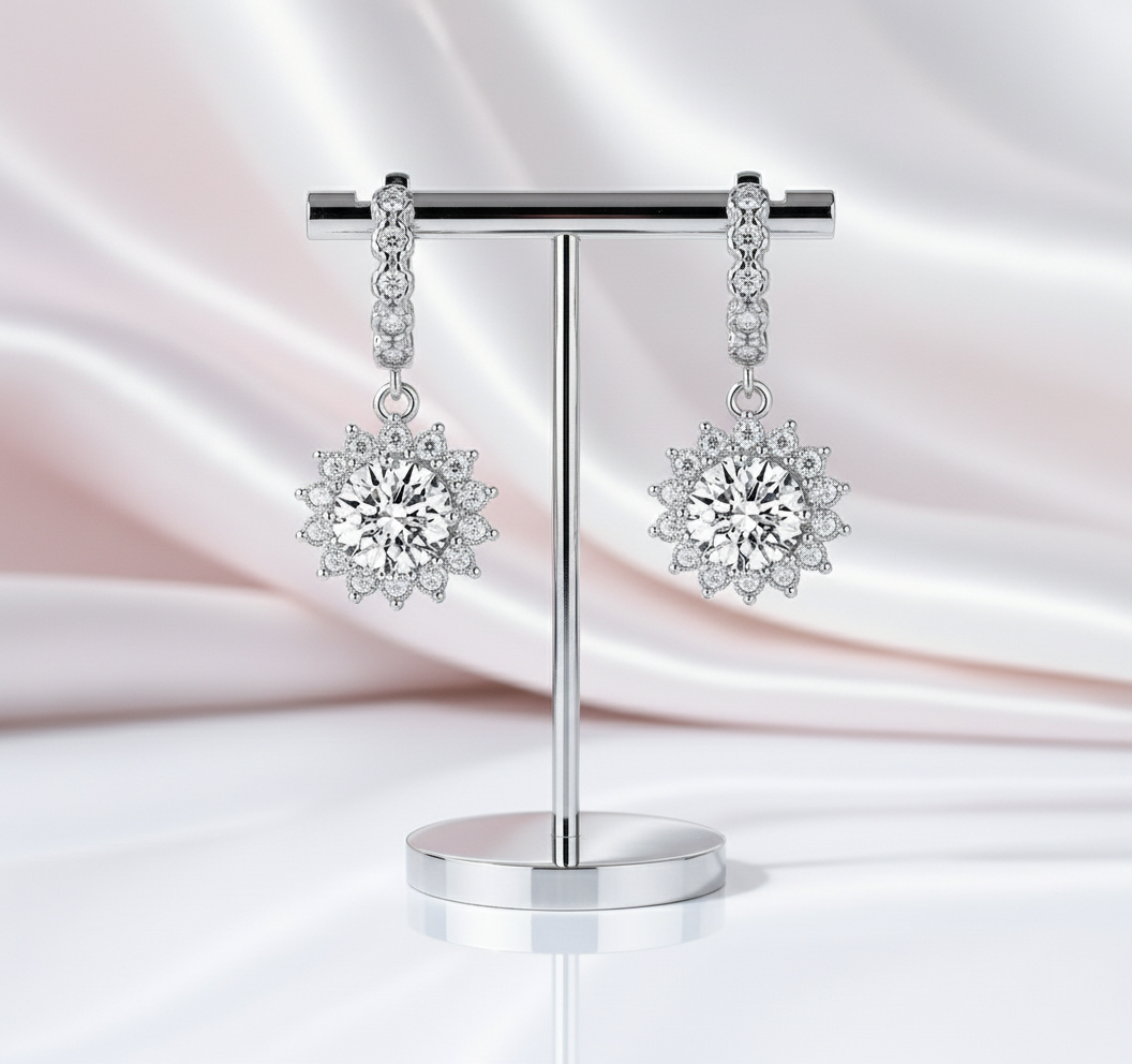 3.0 Ct Round Cut Diamond Option Drop Earrings