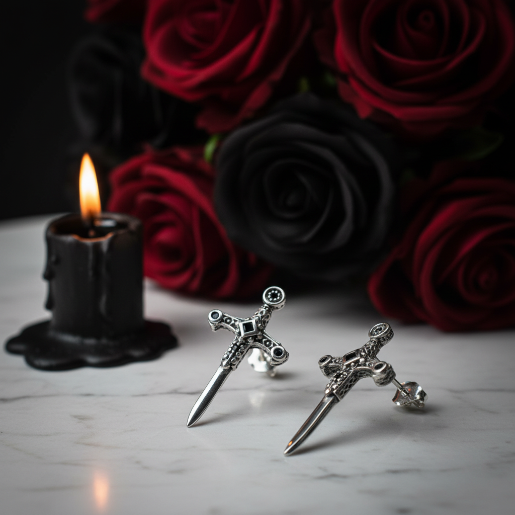 Punk Cross Sword Stud Earrings