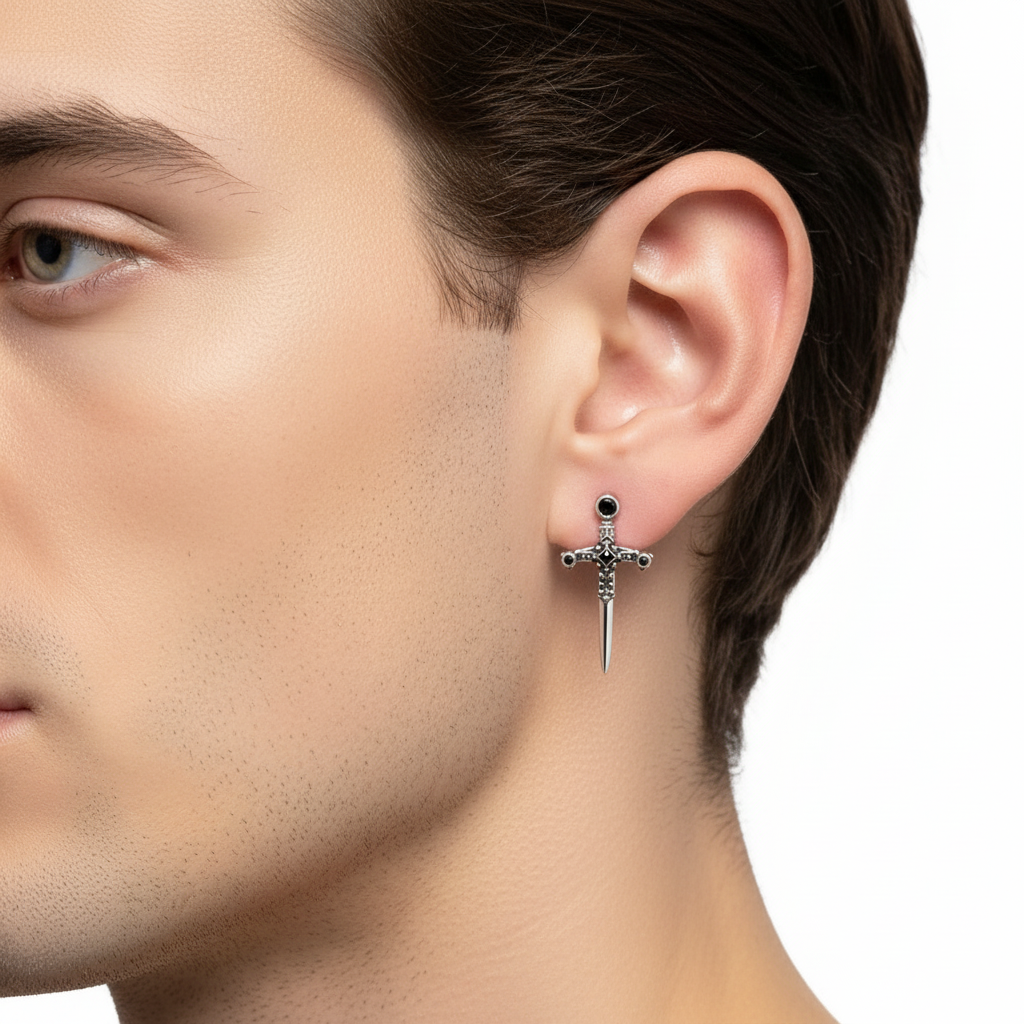 Punk Cross Sword Stud Earrings