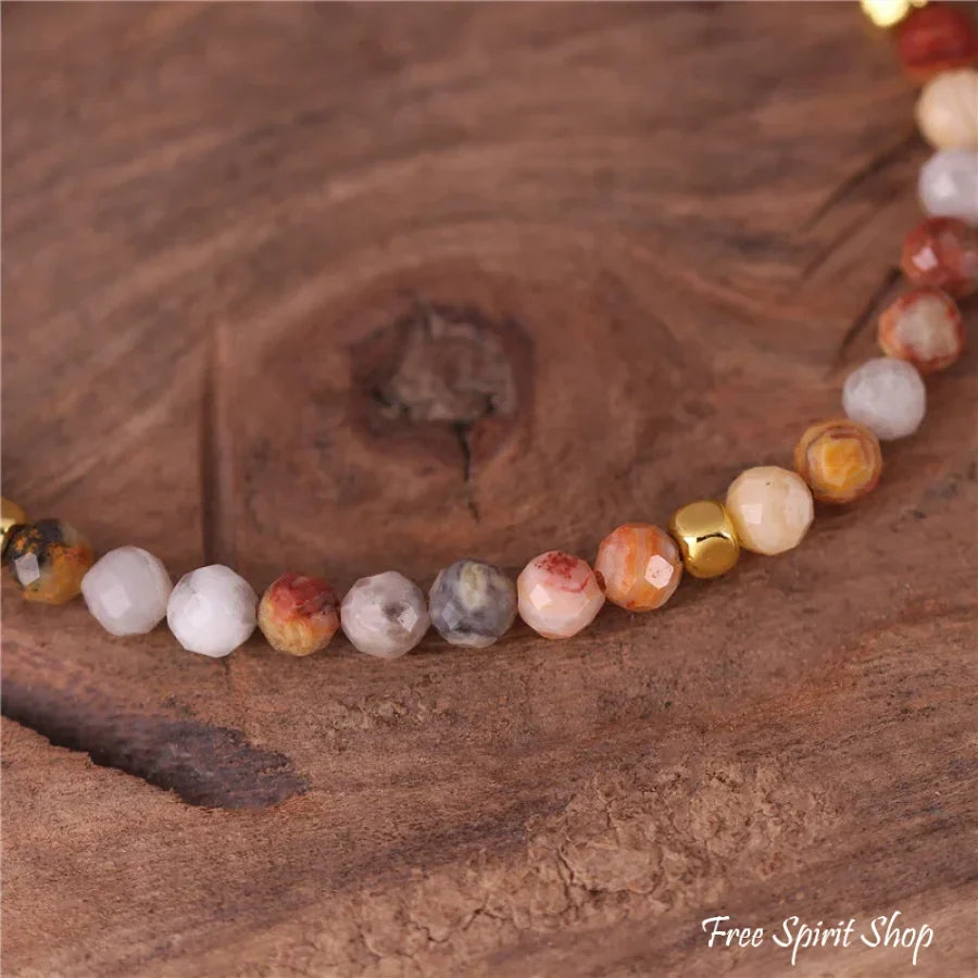 Natural Crazy Agate Minimalist Bead Bracelet