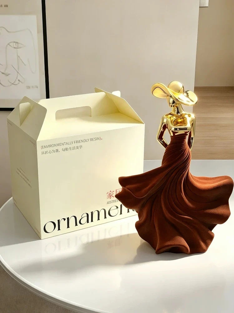 Electroplated Flocked Figure Sculpture