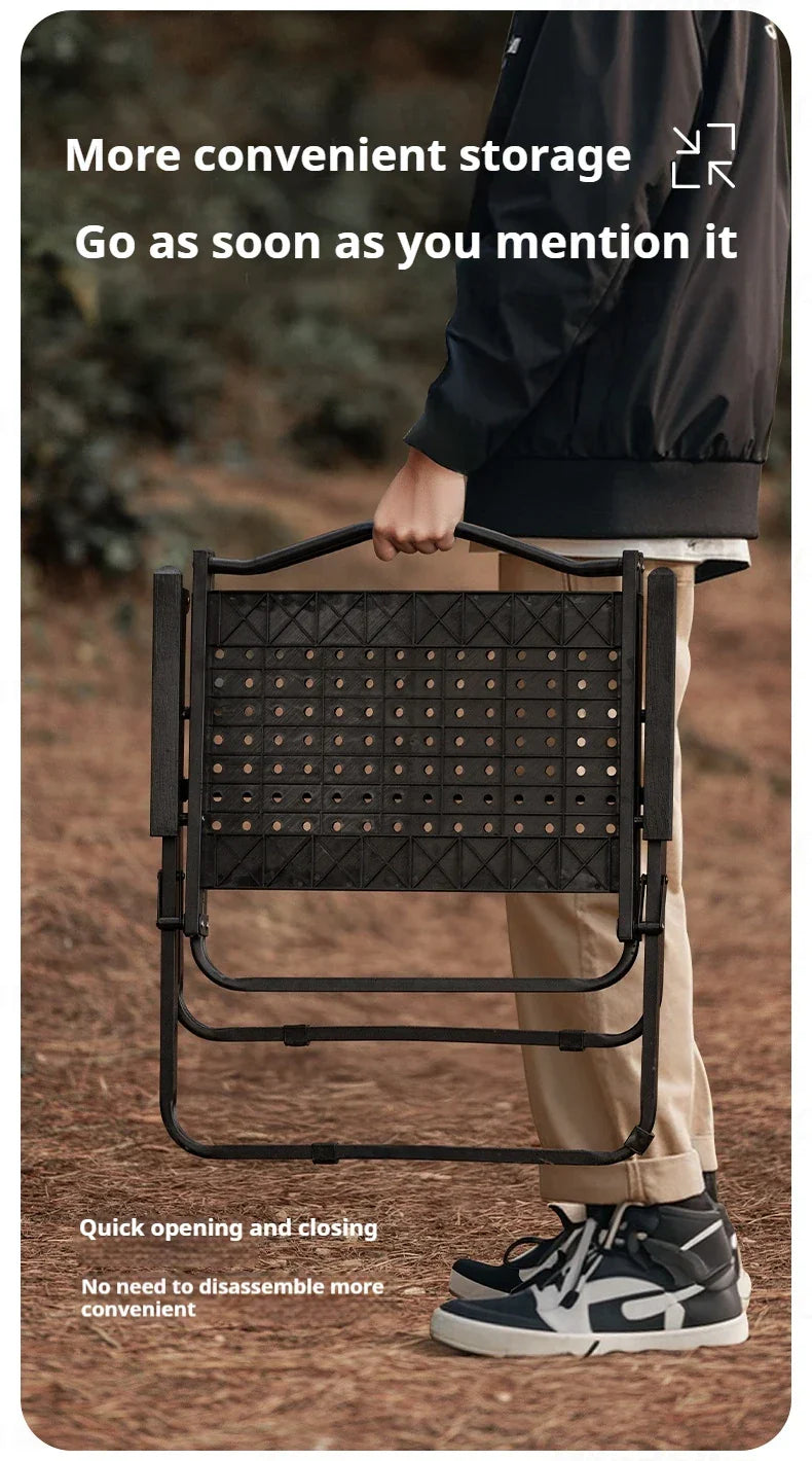 BLACKDOG HIVE Kermit Metal Chair Portable Lightweight Outdoor Folding Fishing Chair Breathable Moon Armchair Honeycomb Design Load Bearing Up To 112kg