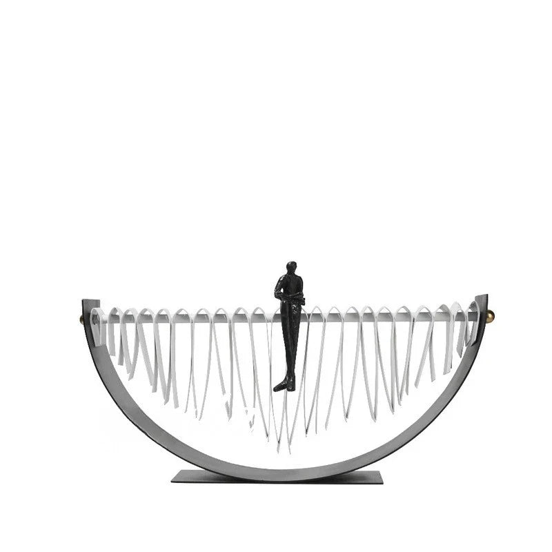 Abstract Figure on Arc Metal Sculpture