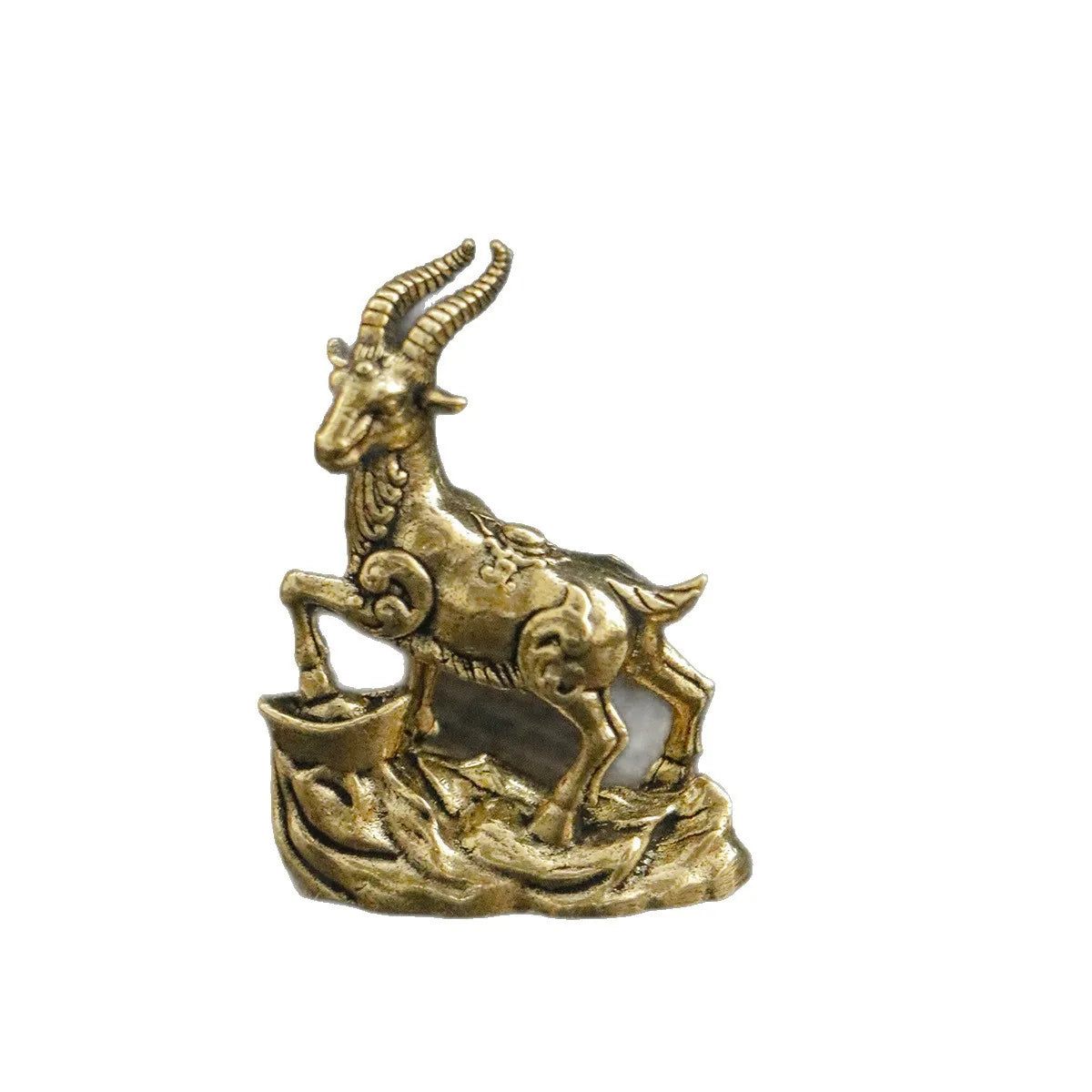 Miniature Brass Goat Sculpture
