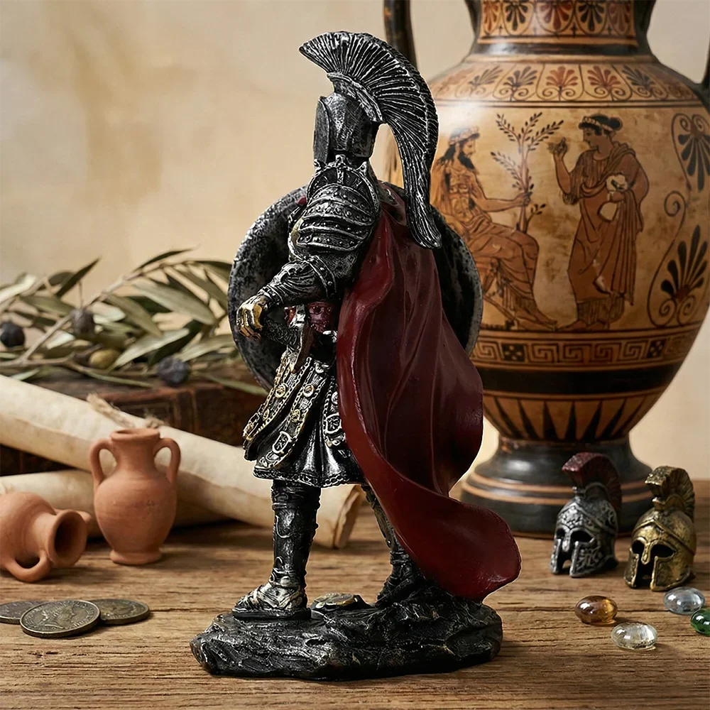 THE PAUSANIAS
Spartan Shield-Bearer Sculpture · Hand-Finished Resin