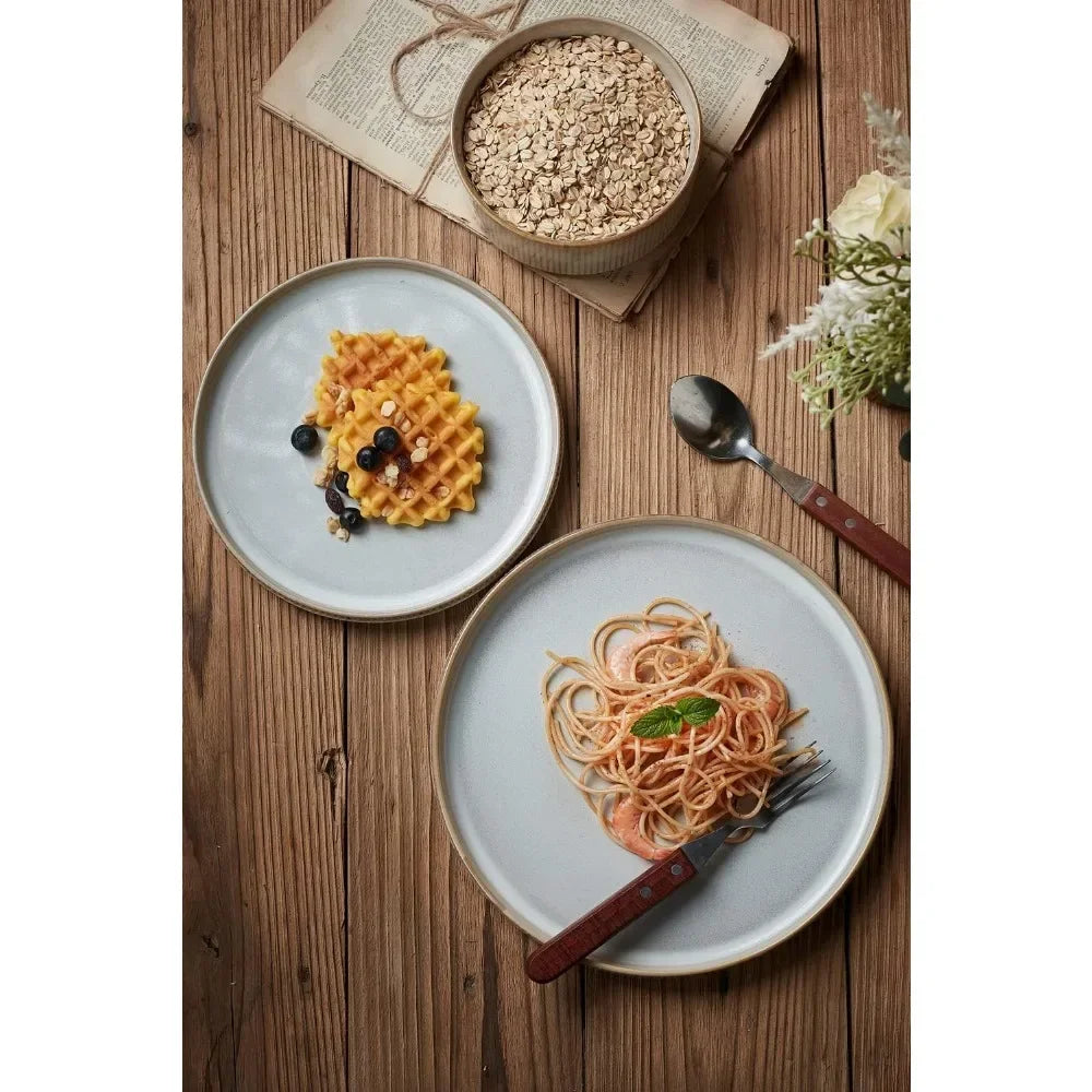 Ribbed Stoneware Dinnerware Set for Four