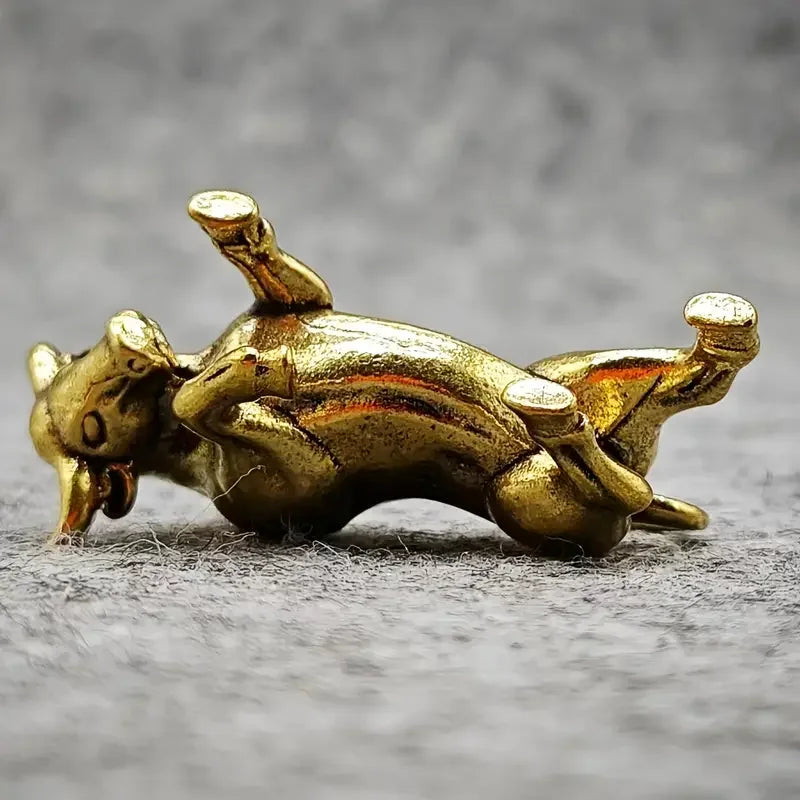 Miniature Brass Bull Sculpture