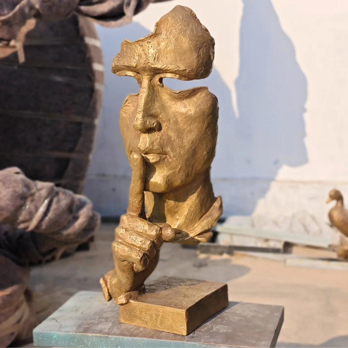 THE SILENCE | Abstract Bronze Face Sculpture