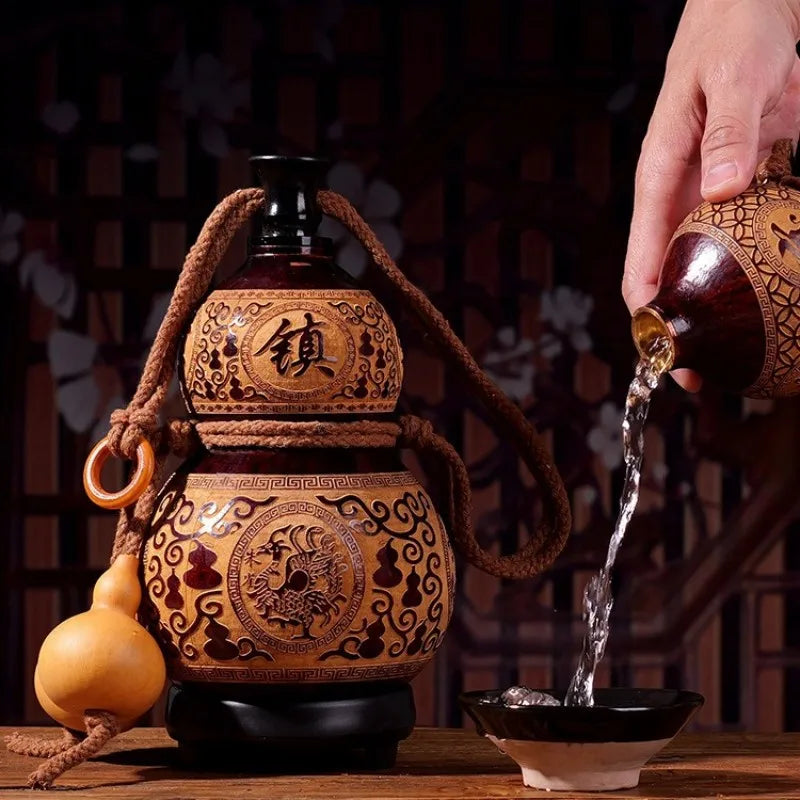 Hand-Carved Natural Gourd Wine Flask