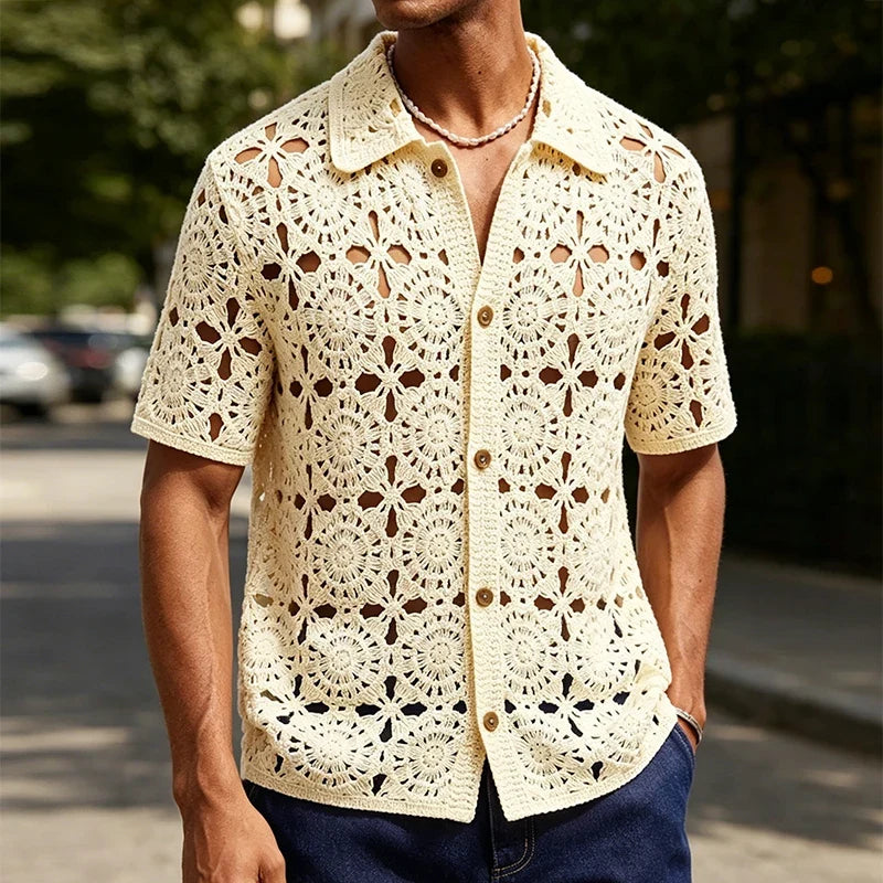 Open Crochet Knit Shirt