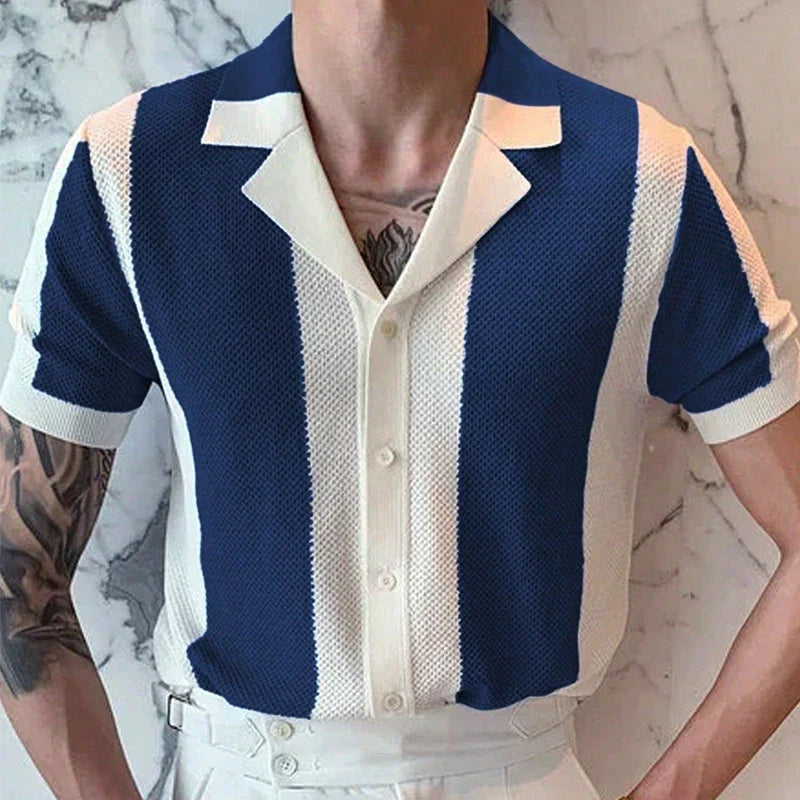 Contrast Stripe Knit Shirt