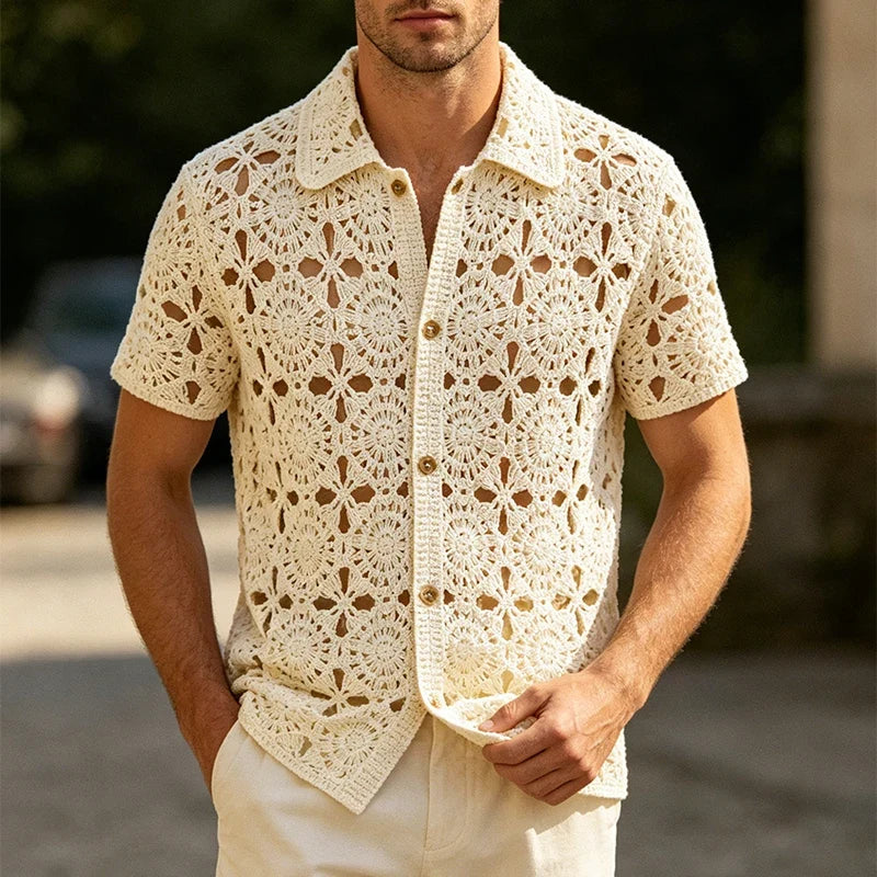Open Crochet Knit Shirt