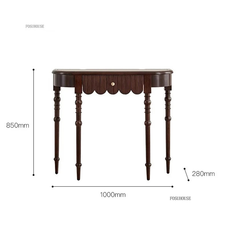 Semicircular Solid Wood Entryway Console Table