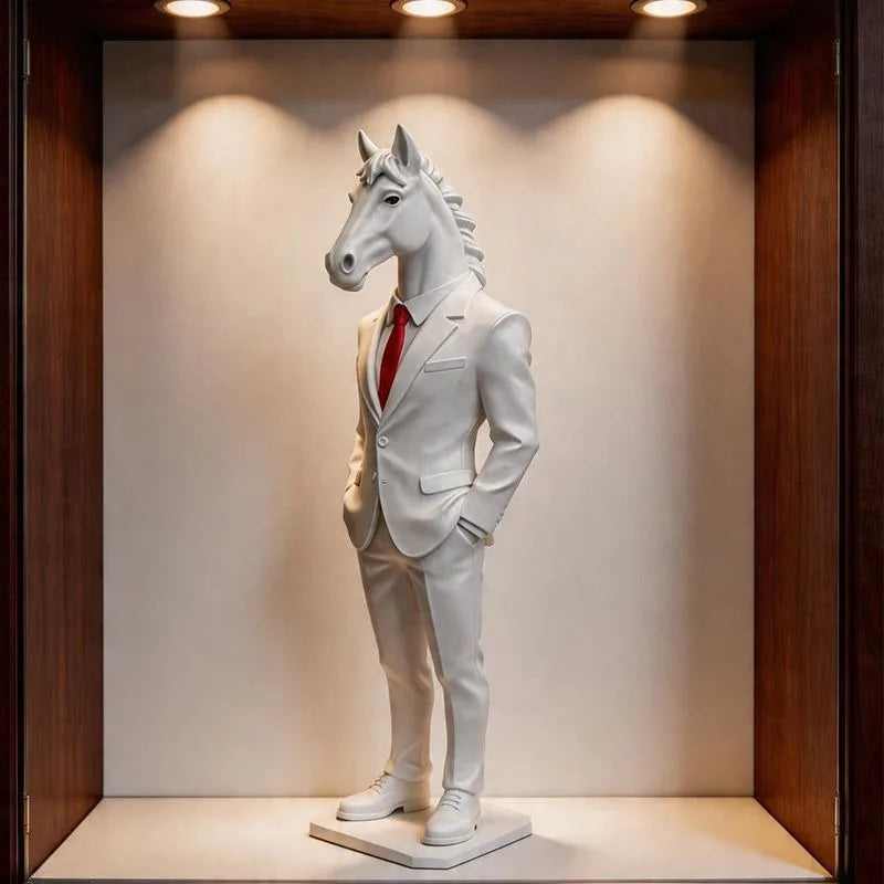 Suited Horse Resin Sculpture