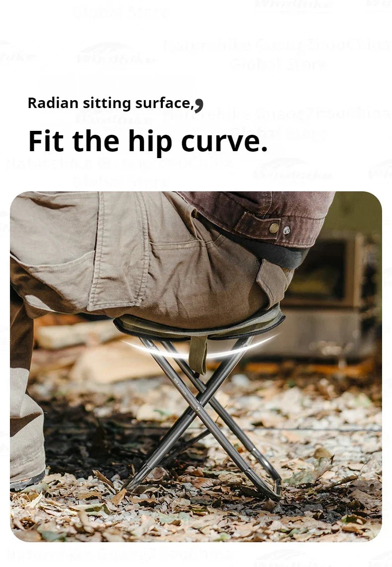 Naturehike Ultralight Folding Stool Portable Mini Chair 7075 Aluminum Alloy Fishing Outdoor Camping Chair 3CM Thick Cushion Seat Load 180kg