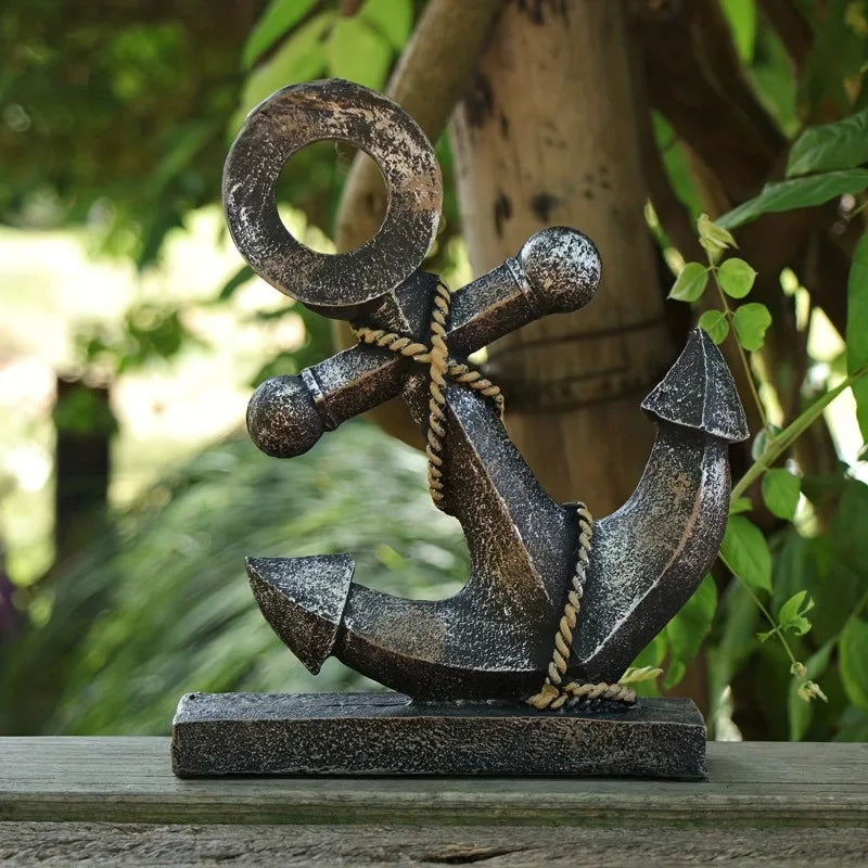 Distressed Anchor Resin Sculpture