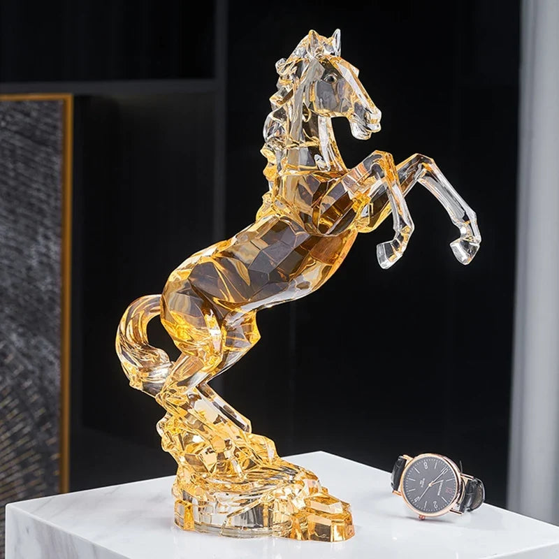 Faceted Acrylic Rearing Horse Sculpture