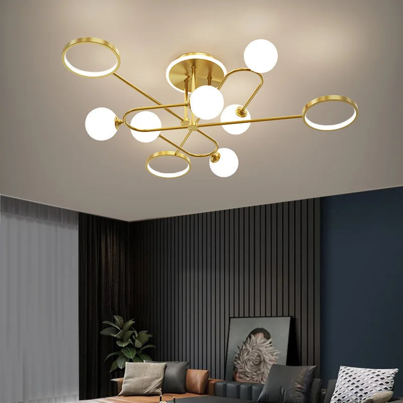 Globe and Ring Semi-Flush Ceiling Light