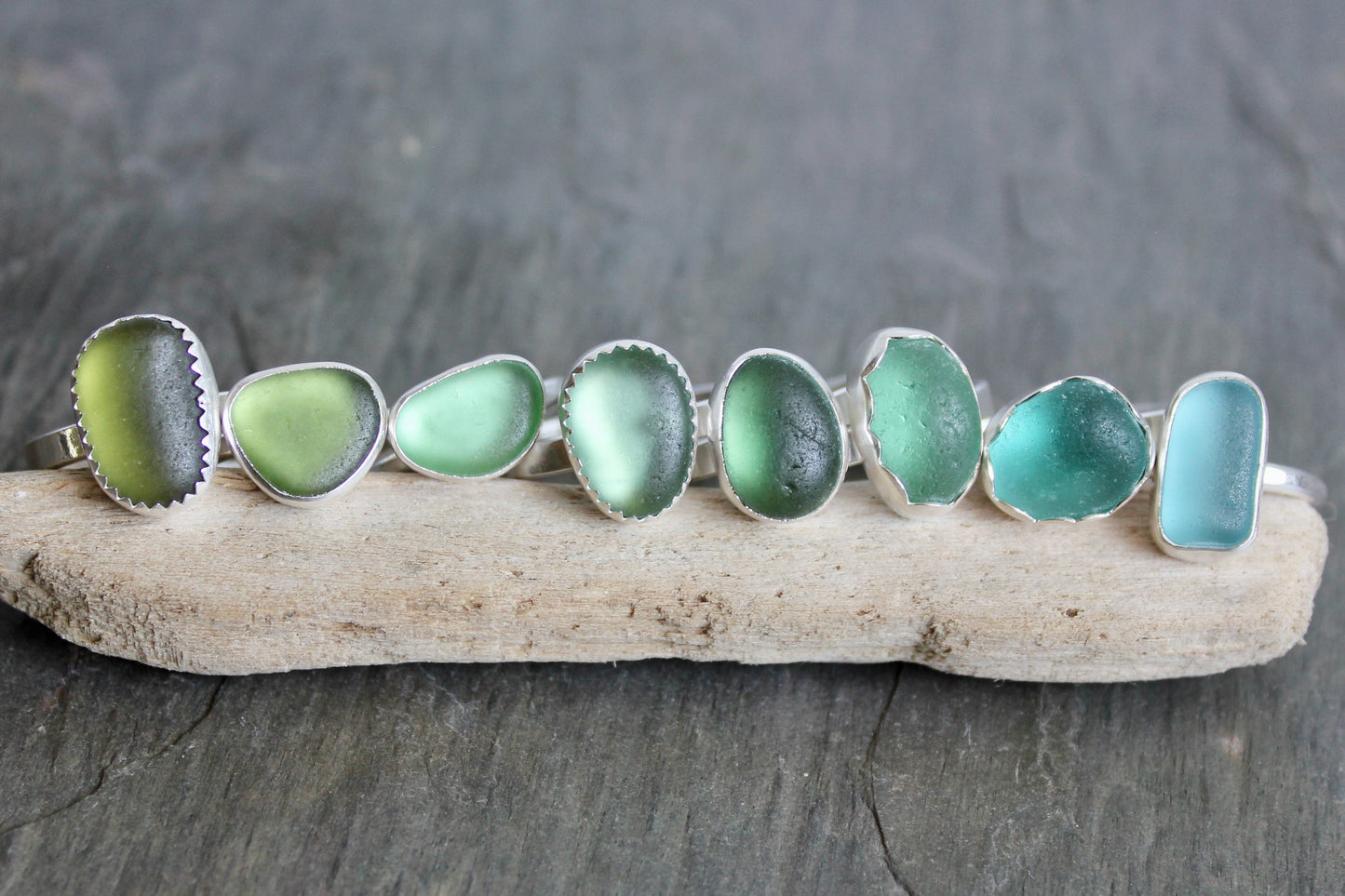 Sea Foam Green Sea Glass Ring • Handmade • Sterling Silver • Size 5¾