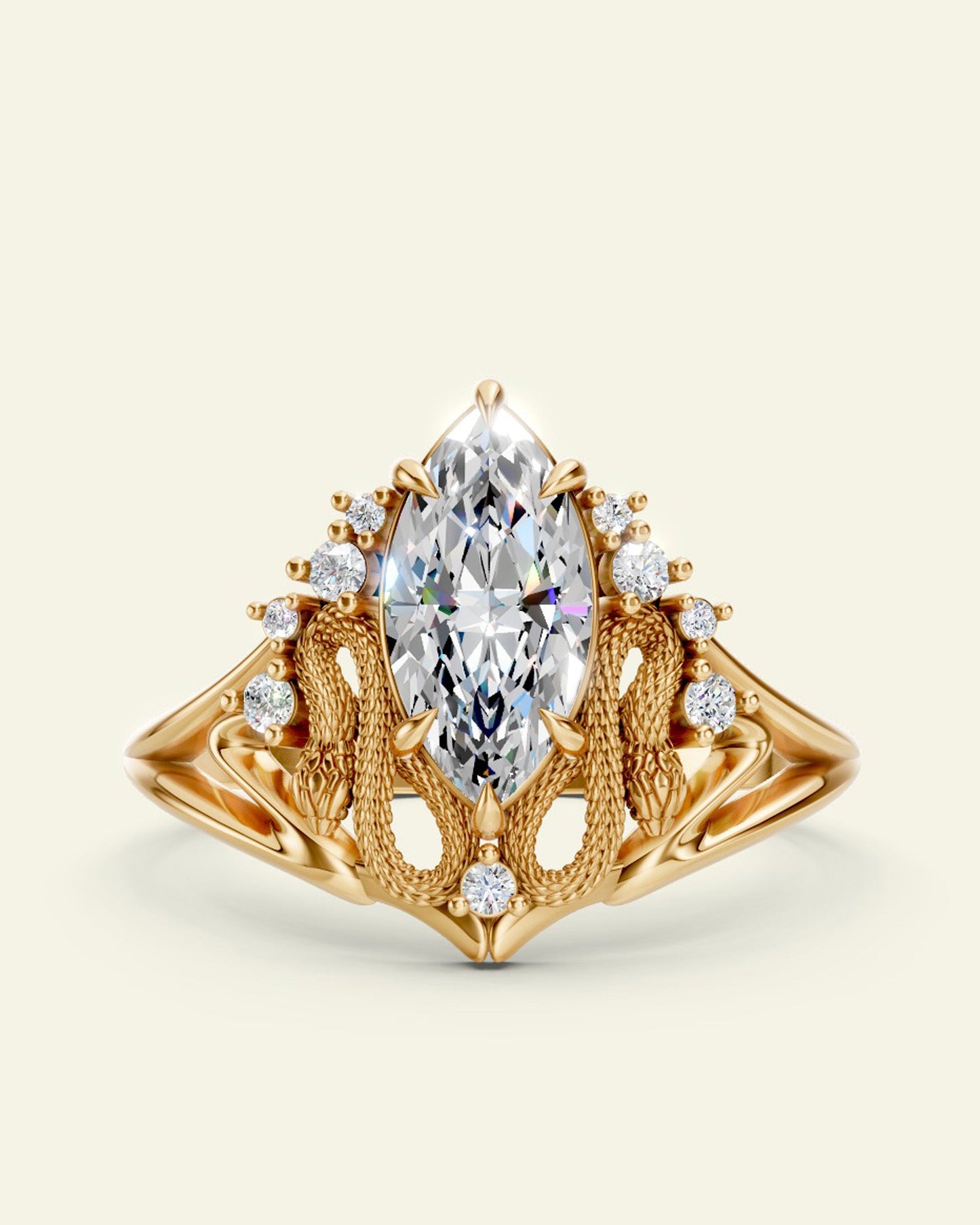 Serpent of Eden | custom engagement ring setting, 10x5 mm marquise cut
