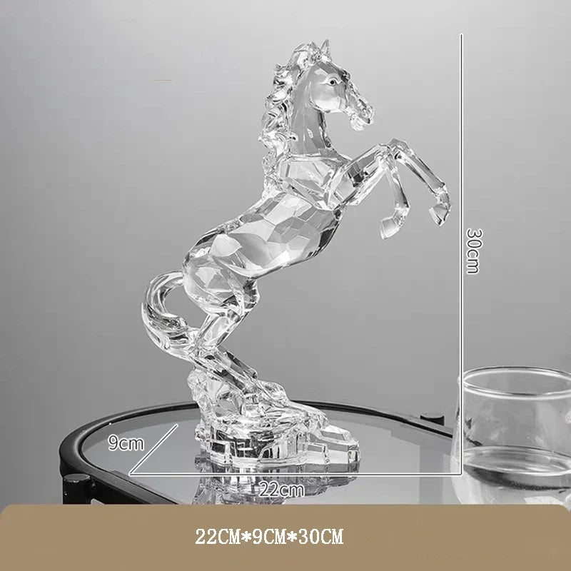Faceted Acrylic Rearing Horse Sculpture