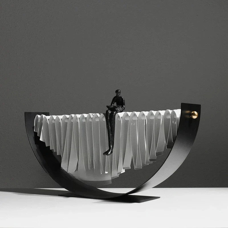 Abstract Figure on Arc Metal Sculpture