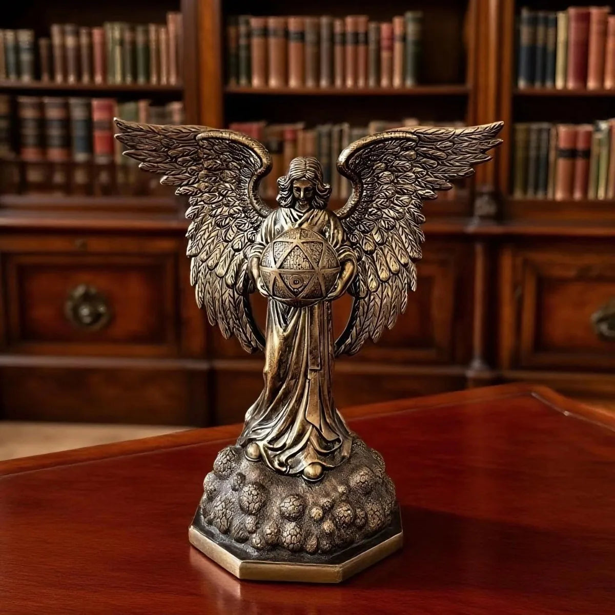 Winged Angel Globe Resin Sculpture
