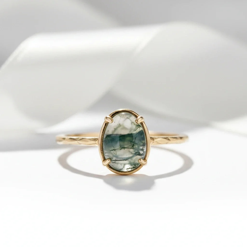 Natural Moss Agate Vintage Ring