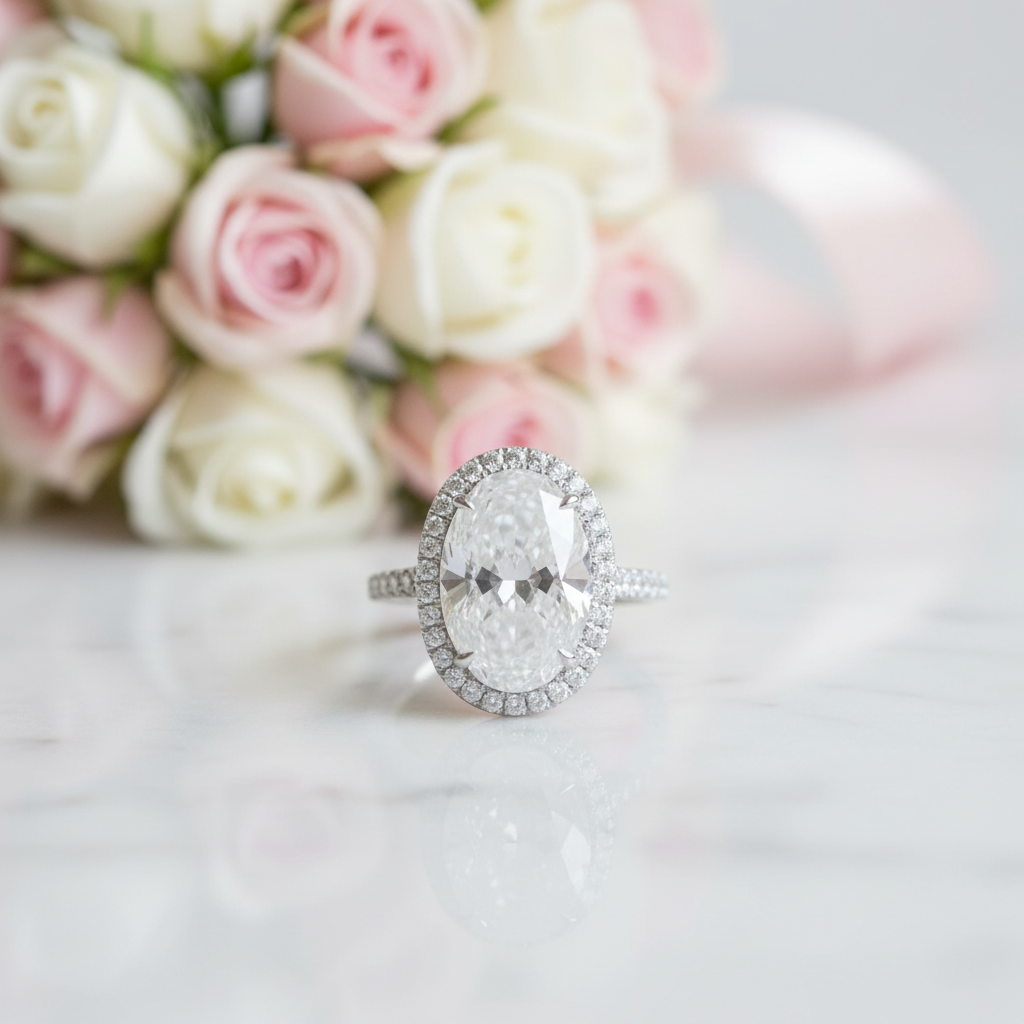 8ct Oval Cut Diamond Option Engagement Ring