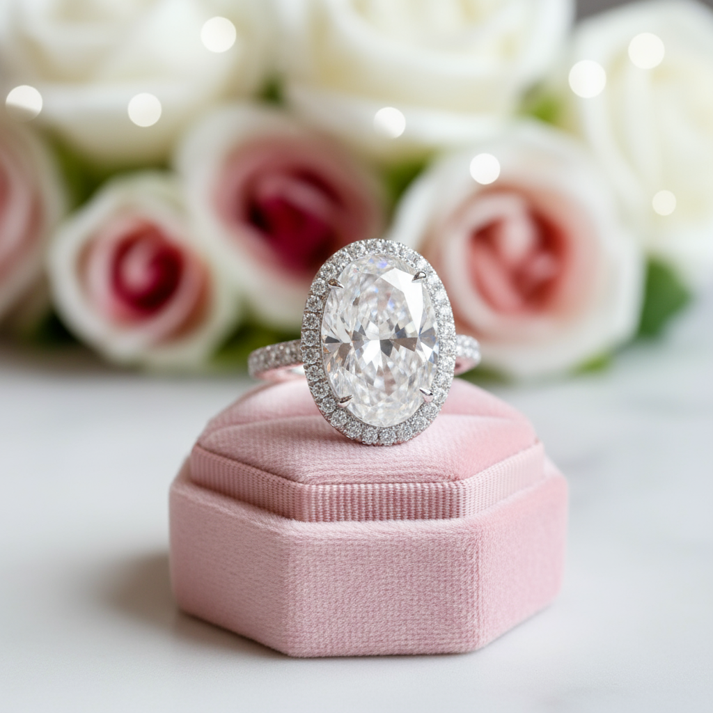 8ct Oval Cut Diamond Option Engagement Ring