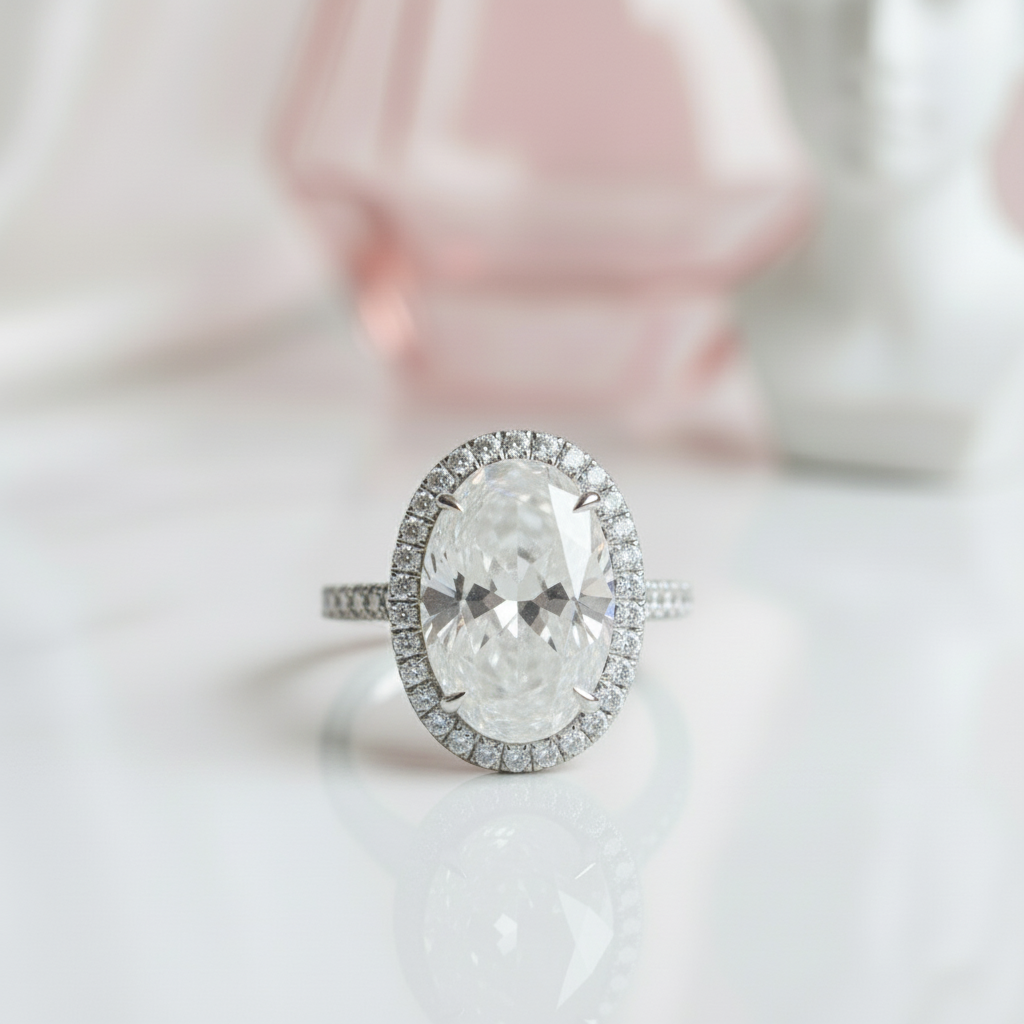 8ct Oval Cut Diamond Option Engagement Ring