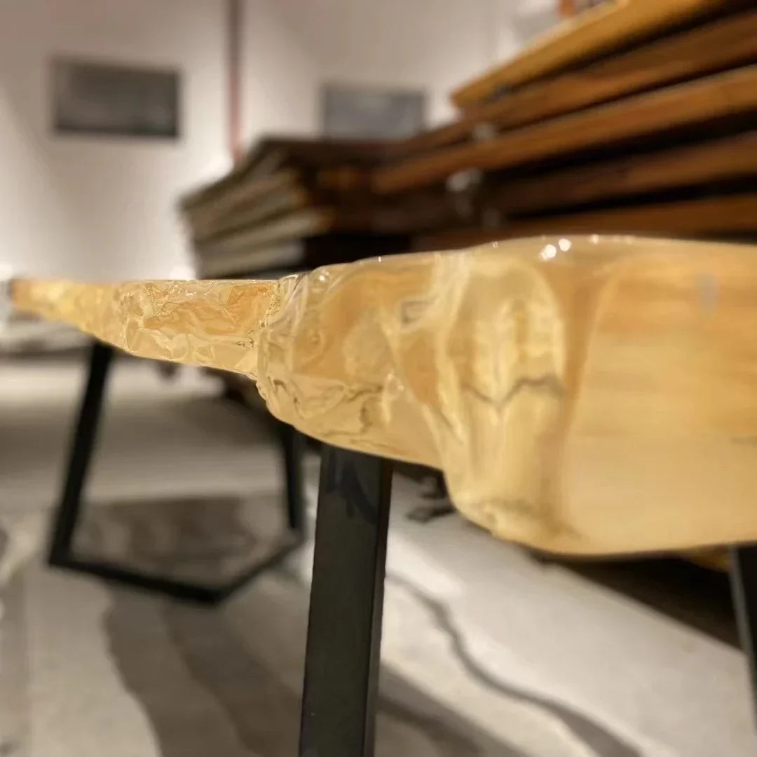 Live-Edge Walnut Epoxy River Dining Table