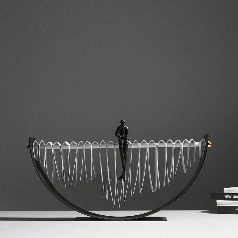 Abstract Figure on Arc Metal Sculpture