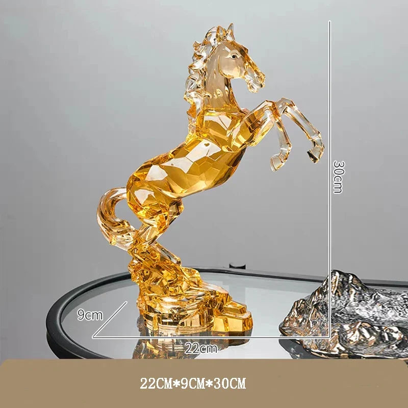 Faceted Acrylic Rearing Horse Sculpture