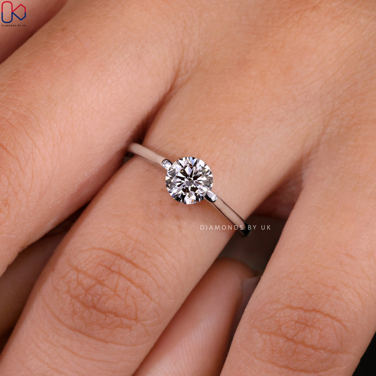 Round Solitaire Engagement Ring In White Gold