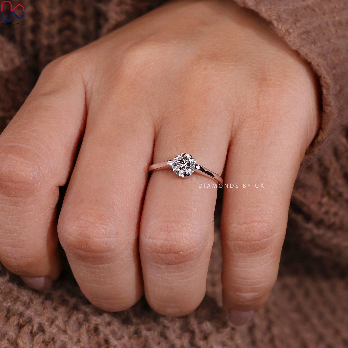 Round Solitaire Engagement Ring In White Gold