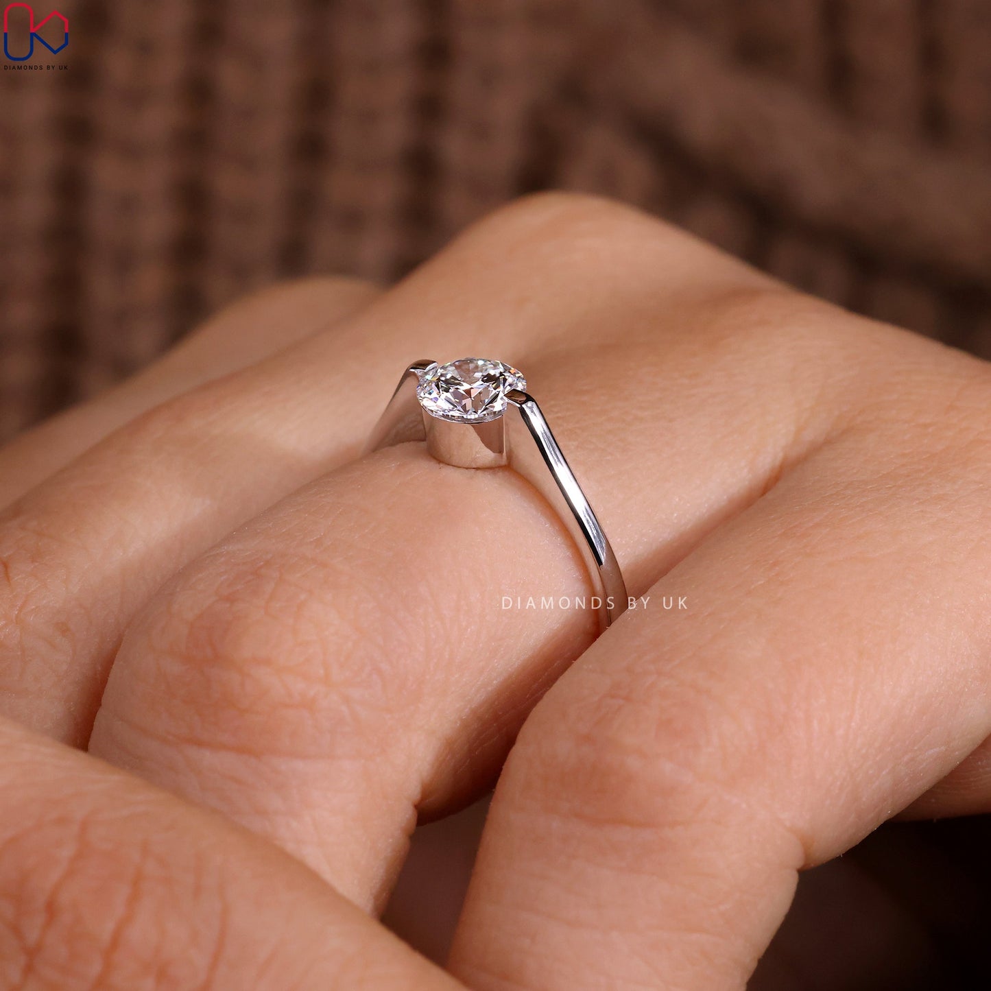 Round Solitaire Engagement Ring In White Gold