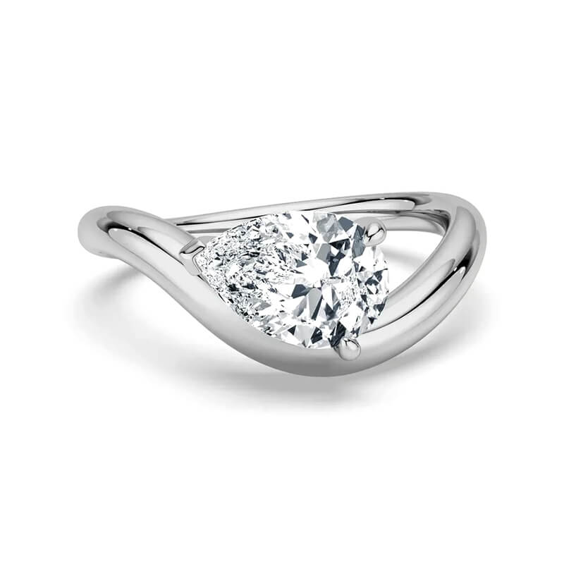 Silhouette Solitaire Pear Cut Moissanite Engagement Ring