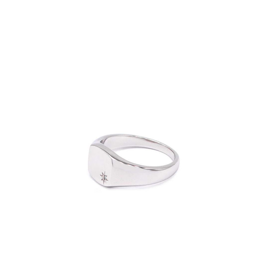 Silver Aquamarine Birthstone Ring