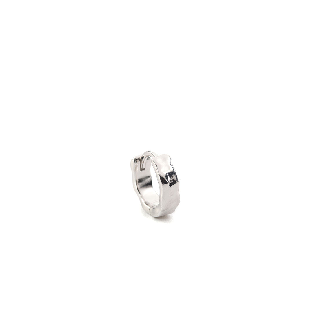 Silver Attrition Hoop Earring