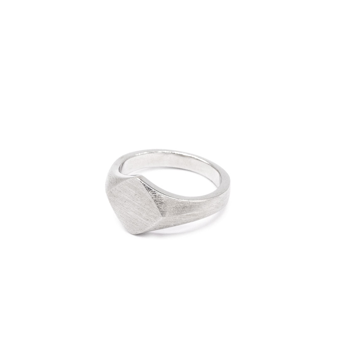 Silver Brushed Rhombus Ring
