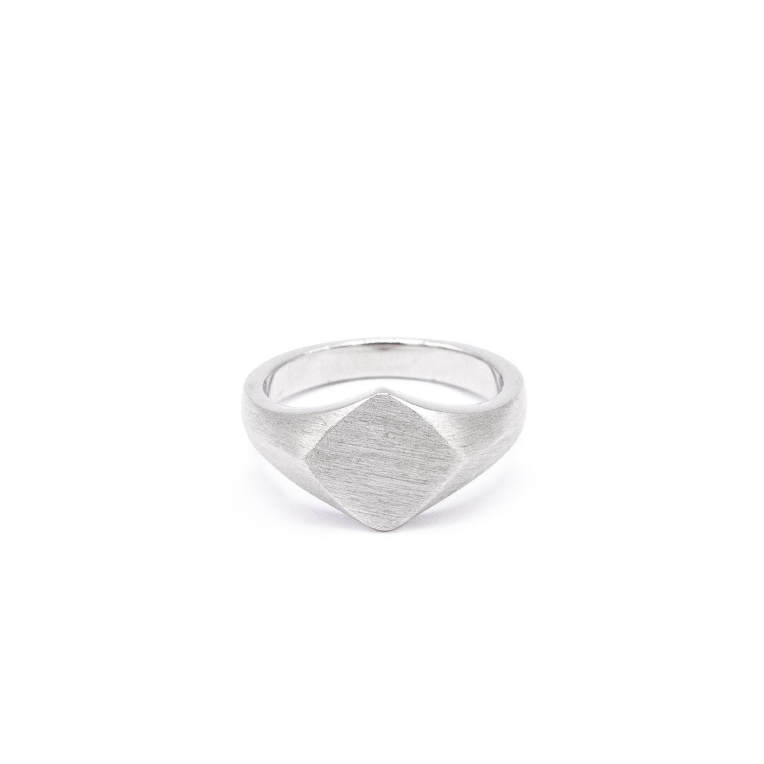 Silver Brushed Rhombus Ring
